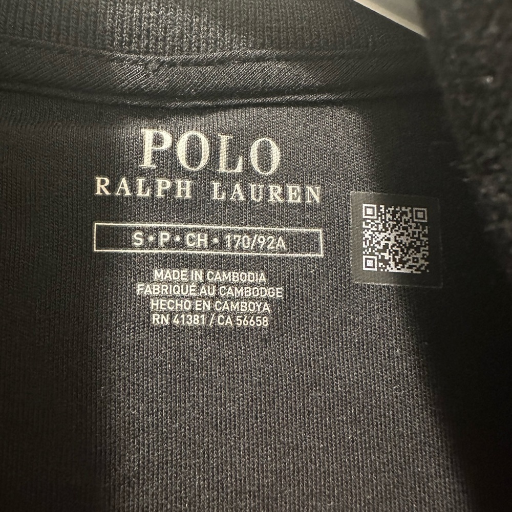 Polo by Ralph Lauren Black Full-Zip Men's Sweater with White Sleeve Stripe - Picture 3 of 6